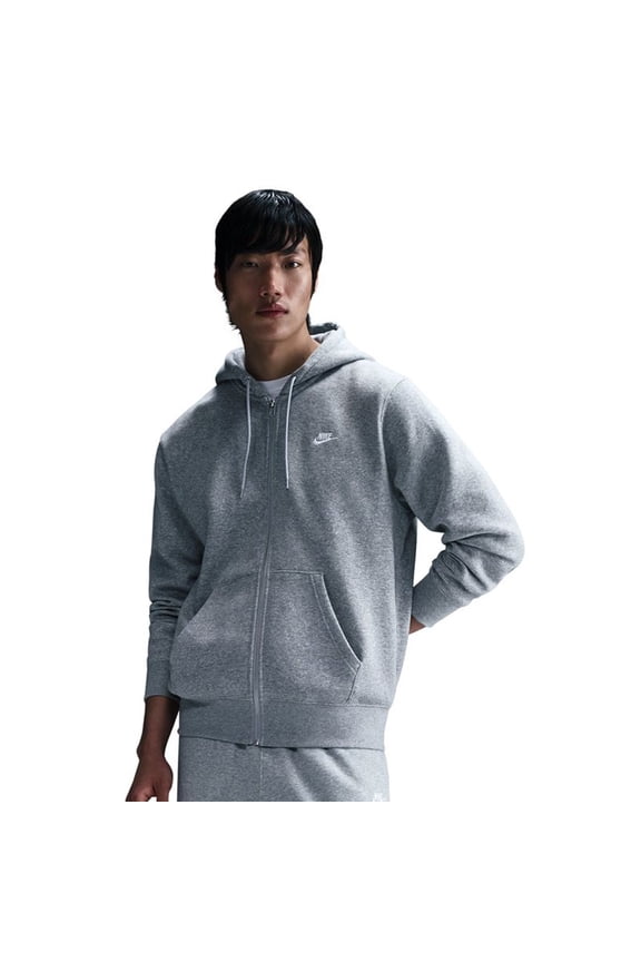 Men's Nike Sportswear Club Fleece Full-Zip Hoodie Color: Dark Grey Heather Size: M