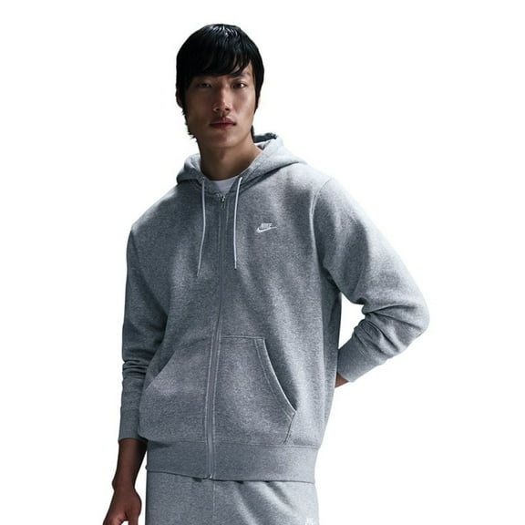 Men's Nike Sportswear Club Fleece Full-Zip Hoodie Color: Dark Grey Heather Size: XL