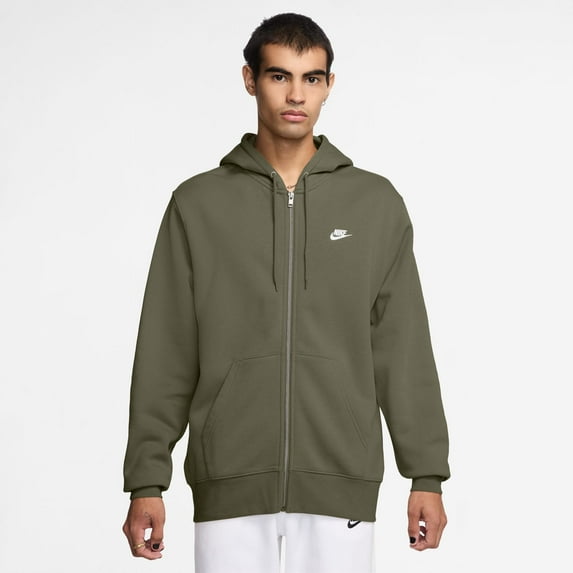 Men's Nike Sportswear Club Fleece Full-Zip Hoodie Color: Medium Olive Size: M