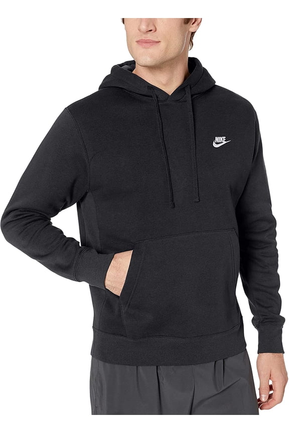 Men's Nike Sportswear Club Fleece Pullover Hoodie Color: Black White Size: M