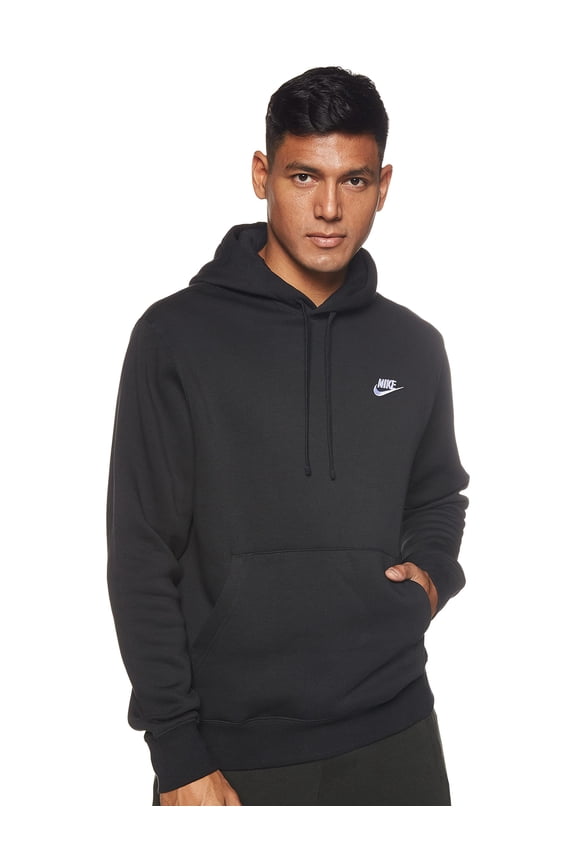 Men's Nike Sportswear Club Fleece Pullover Hoodie Color: Black White Size: XL