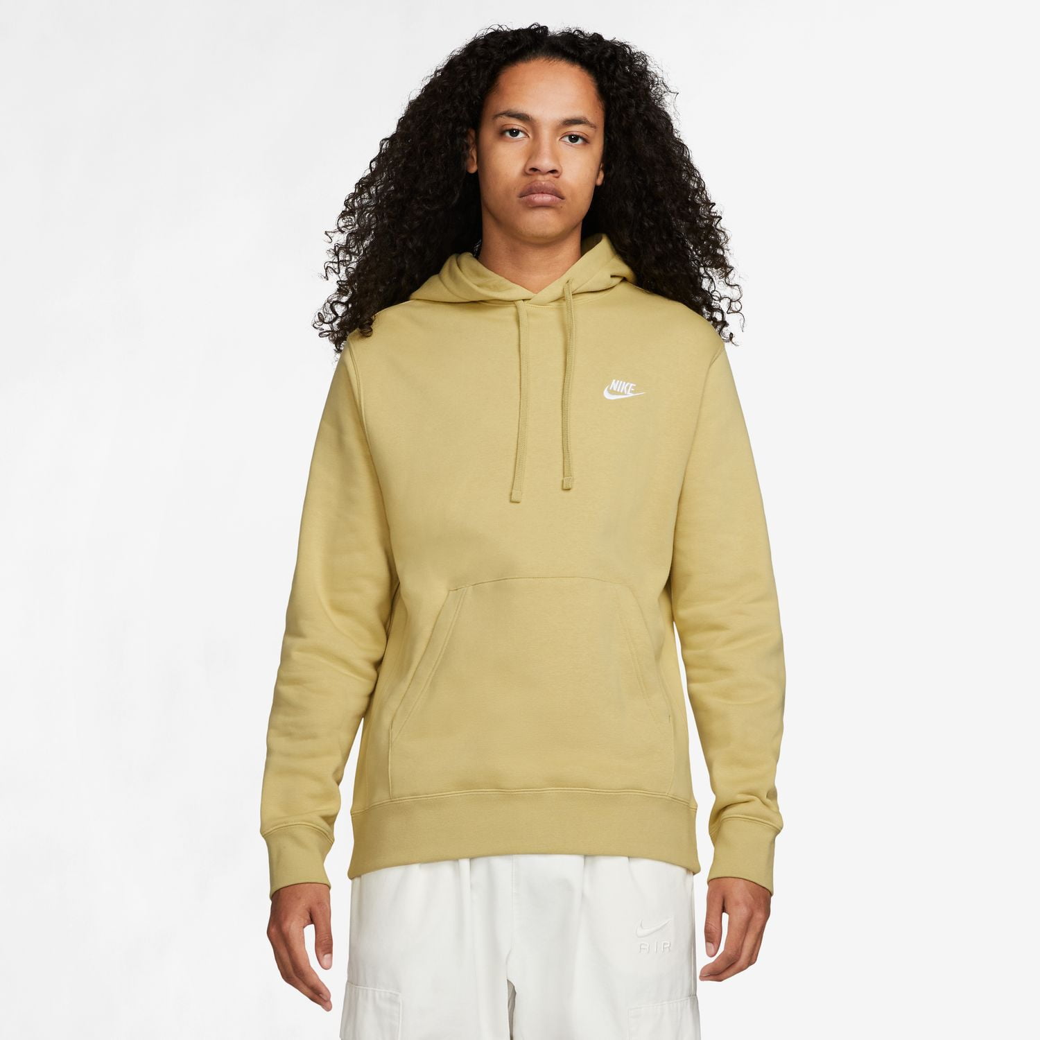 Nike Men s Sportswear Club Fleece Hoodie Sweatshirt Small Gold White Walmart