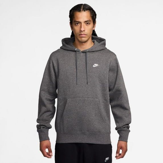 Men's Nike Sportswear Club Fleece Pullover Hoodie Color: Charcoal Heather Size: XS