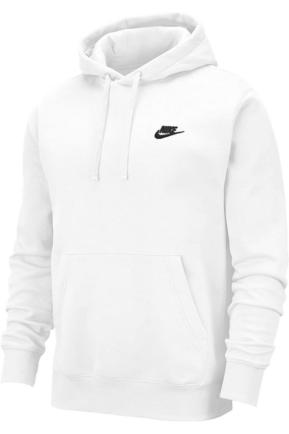 Men's Nike Sportswear Club Fleece Pullover Hoodie Color: White Black Size: M