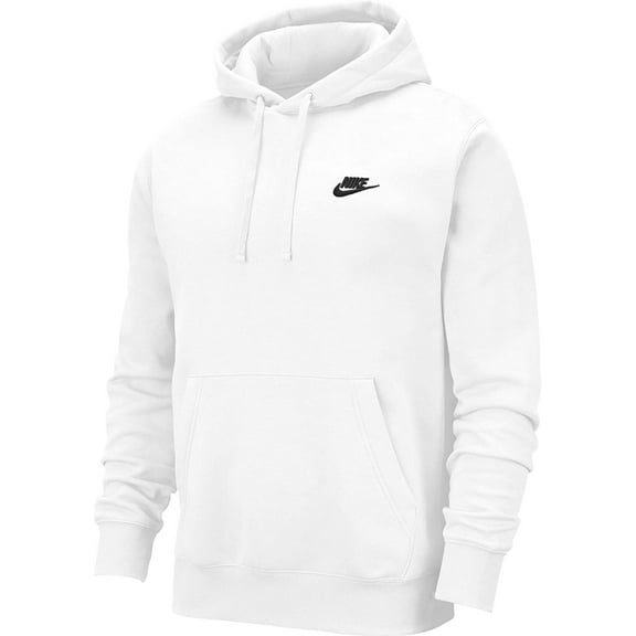 Men's Nike Sportswear Club Fleece Pullover Hoodie Color: White Black Size: M