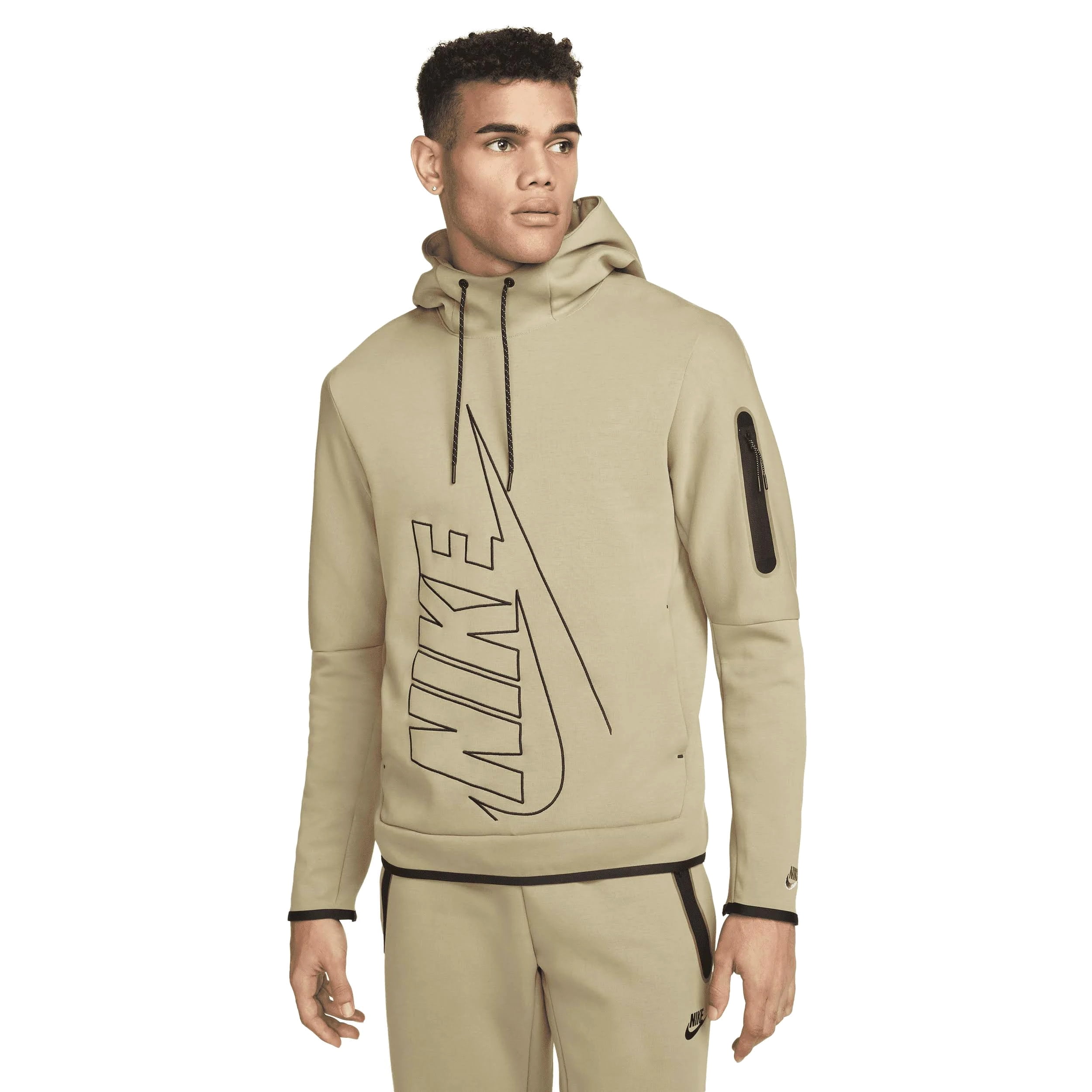 Men's Nike Sportswear Khaki Graphic Tech Fleece Pullover Hoodie (DX0577 ...
