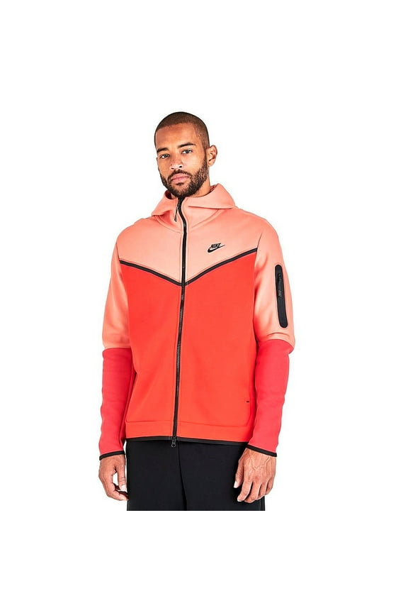 Men's Nike Sportswear Madder Root/Habanero Red/Black Tech Fleece Full-Zip Hoodie - 2XL