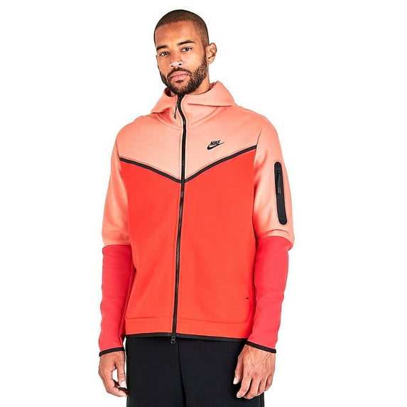 Men's Nike Sportswear Madder Root/Habanero Red/Black Tech Fleece Full-Zip Hoodie - XL
