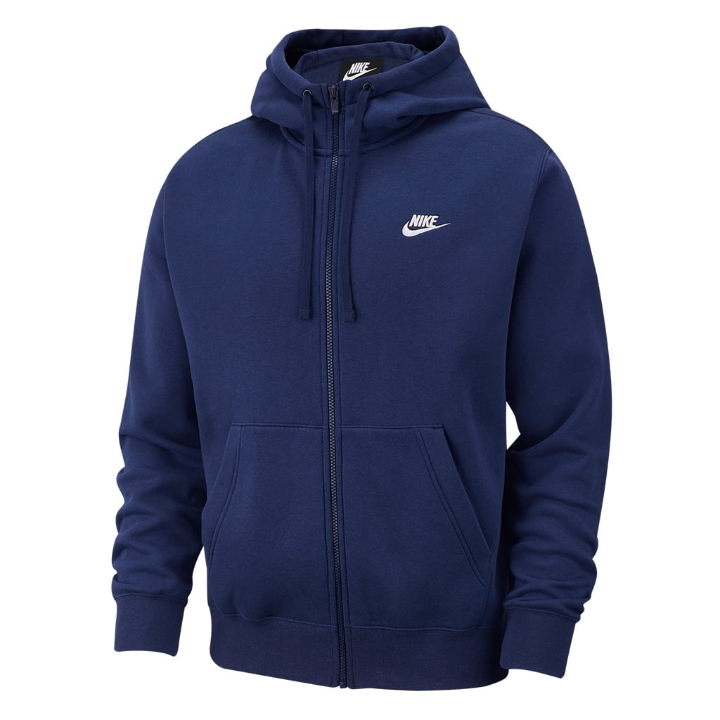 Men s Nike Sportswear Midnight Navy White Club Fleece Full Zip Hoodie XL