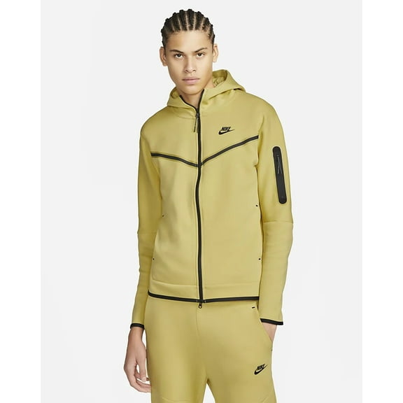 Men's Nike Sportswear Saturn Gold/Black Tech Fleece Full-Zip Hoodie (CU4489 700) - XL