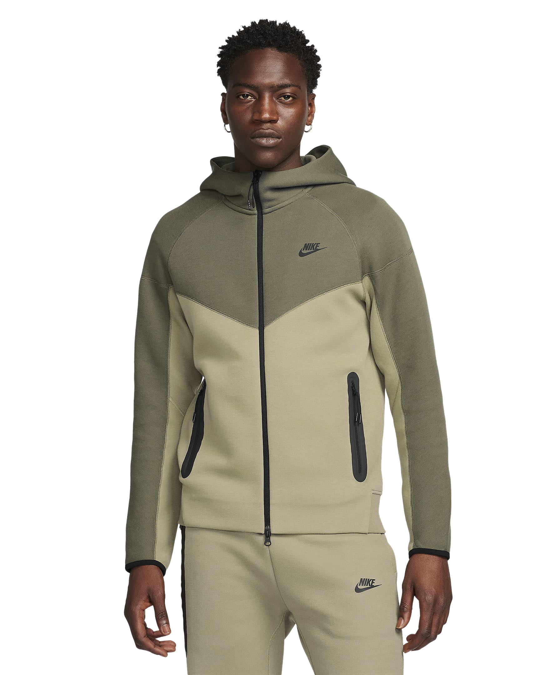NIKEテック上下 Men's Nike Sportswear Tech Fleece Olive/Mdm Olive Windrunner FZ