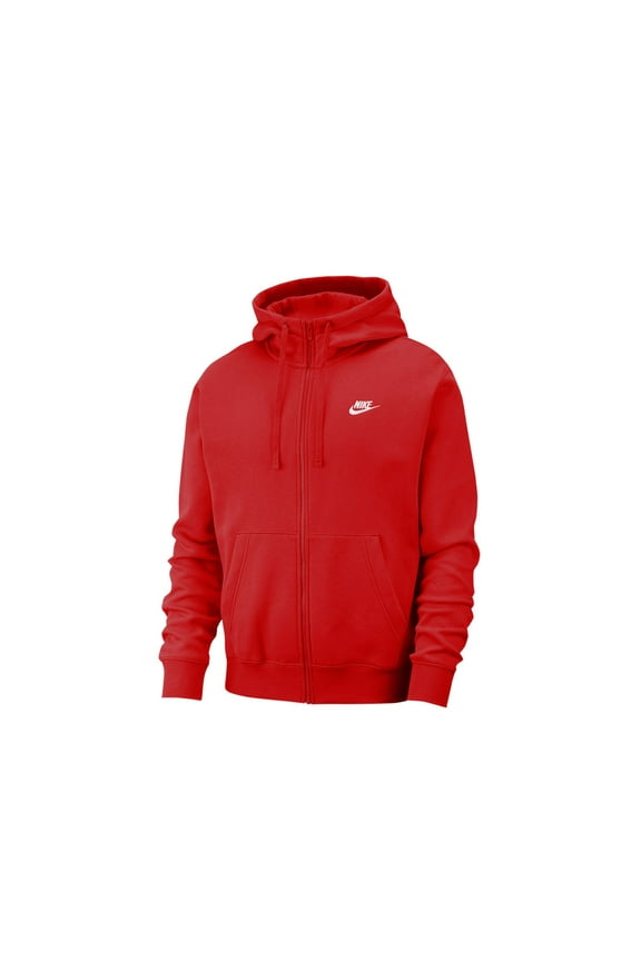Men's Nike Sportswear University Red/White Club Fleece Full-Zip Hoodie - XL