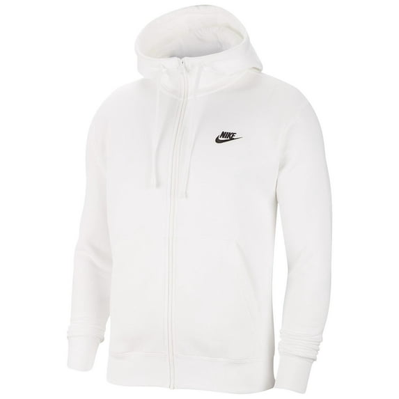 Men's Nike Sportswear White/Black Club Fleece Full-Zip Hoodie (BV2645 100) - 2XL