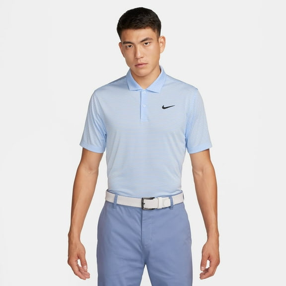 Men's Nike Striped Dri-FIT Golf Polo Color: Light Blue Size: S