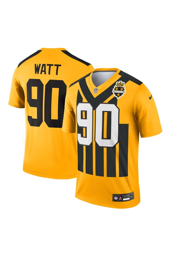 Men's Nike T.J. Watt Gold Pittsburgh Steelers Alternate 1933 Throwback Legend Player Performance Top