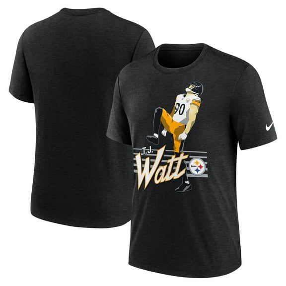 Men's Nike T.J. Watt Heather Black Pittsburgh Steelers Player Graphic T-Shirt