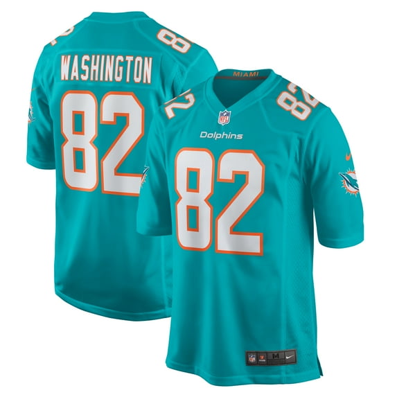 Men's Nike Tahj Washington Aqua Miami Dolphins Game Jersey