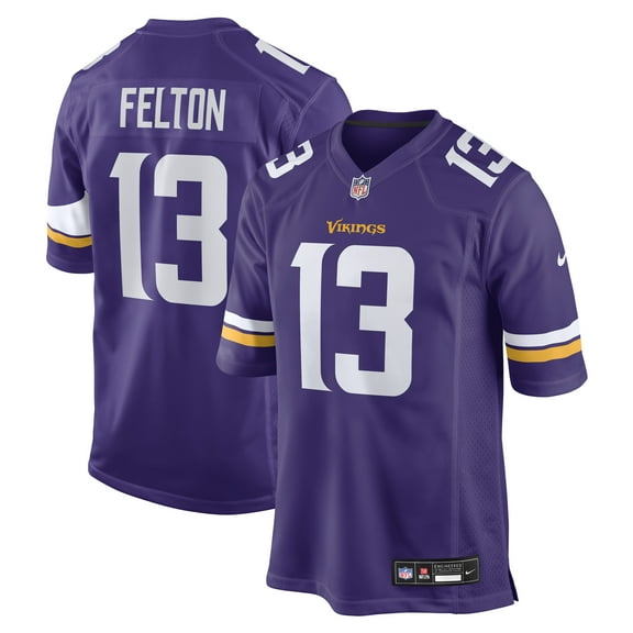 Men's Nike Tai Felton  Purple Minnesota Vikings Team Game Jersey