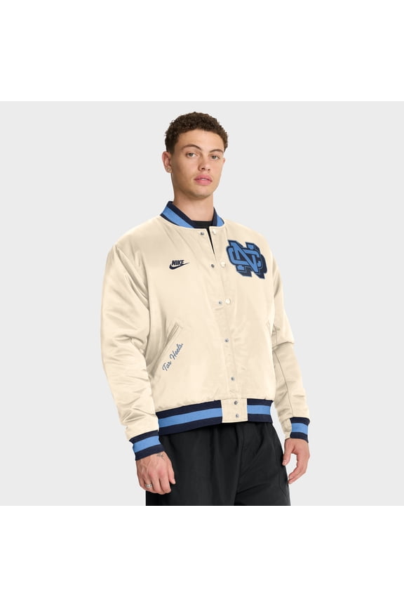 Men's Nike Tan North Carolina Tar Heels Legacy Full-Snap Bomber Jacket