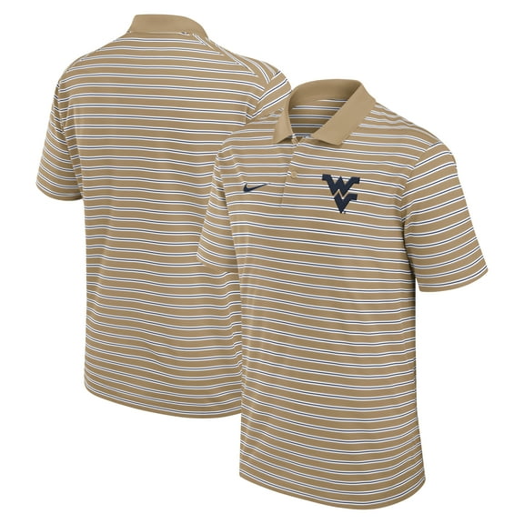 Men's Nike Tan West Virginia Mountaineers Athletic Prep Striped Dri-FIT Polo