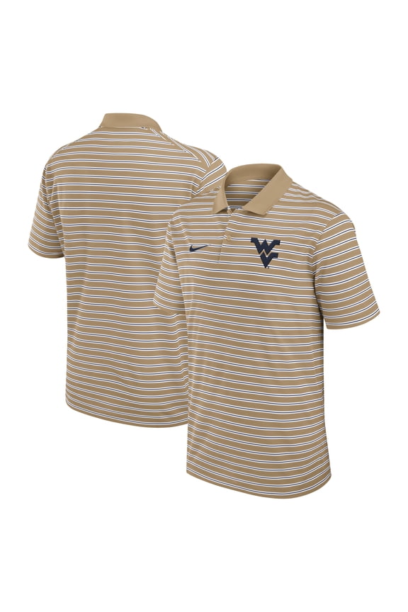 Men's Nike Tan West Virginia Mountaineers Athletic Prep Striped Dri-FIT Polo