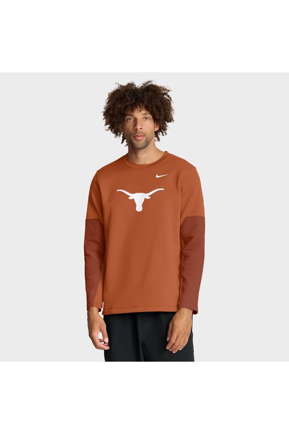 Men's Nike Texas Orange Texas Longhorns 2025 Sideline Coach Therma-FIT Long Sleeve T-Shirt