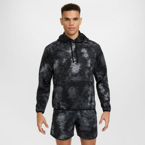 Men's Nike Therma-FIT Camo Versatile Pullover Hoodie Color: Black Size: XXL