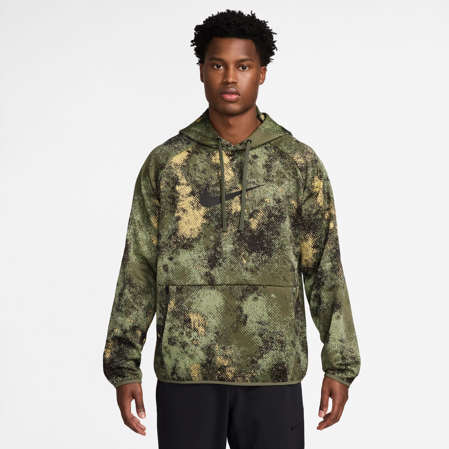 Men's Nike Therma-FIT Camo Versatile Pullover Hoodie Color: Oil