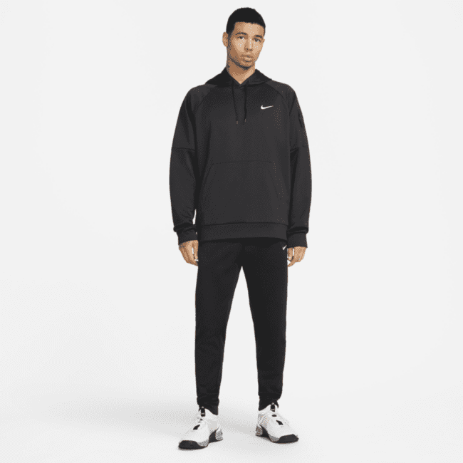 ★★Nike★★ Therma Fit Pullover Fitness Hoodie M Black Whit Nike Therma-FIT Men's Black/White Basketball Pullover Hoodie