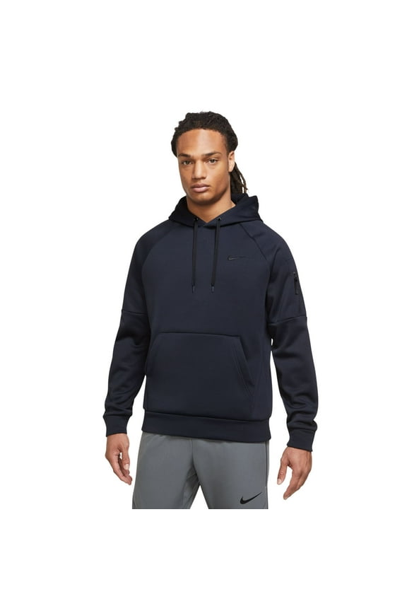 Men's Nike Therma-FIT Zip Pocket Pullover Fitness Hoodie Color: Obsidian Size: L
