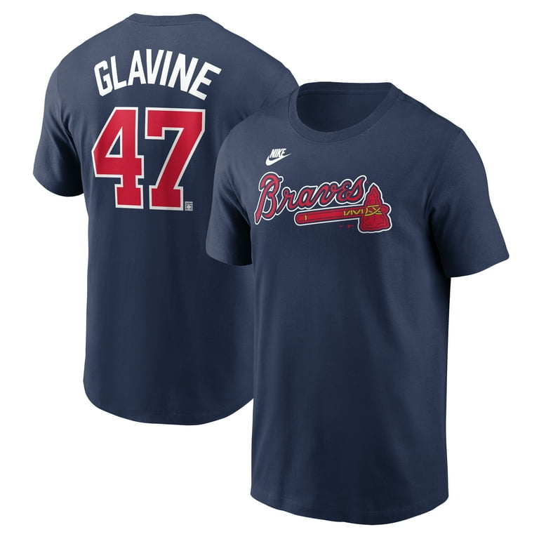 Men's Nike Tom Glavine Navy Atlanta Braves Fuse Name & Number T