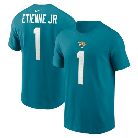 Men's Nike Travis Etienne  Teal Jacksonville Jaguars  Player Name & Number T-Shirt