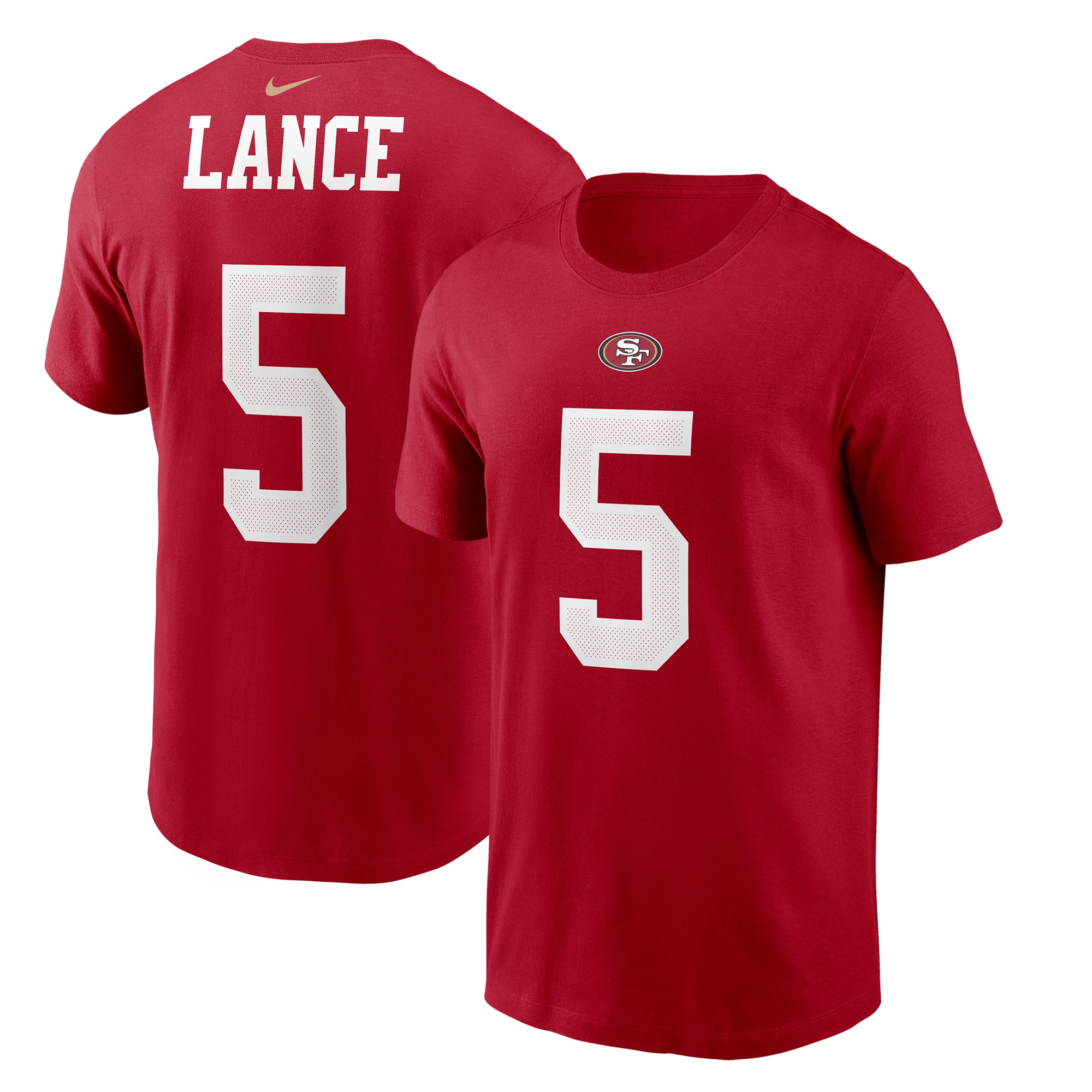 Men's Nike Trey Lance Scarlet San Francisco 49ers Player Name & Number ...