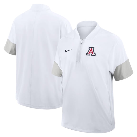 Men's Nike White Arizona Wildcats 2025 Sideline Short Sleeve Quarter-Zip Dri-FIT Coach Jacket