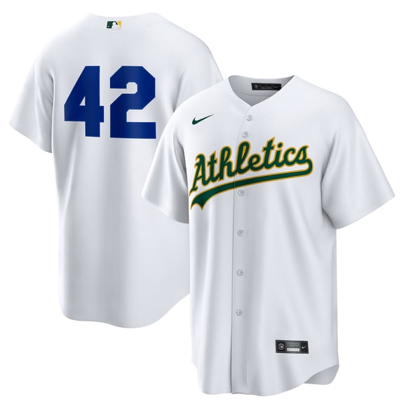 Men's Nike White Athletics Home 2025 Jackie Robinson Day Replica Jersey