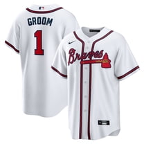 Men's-Nike  White Atlanta Braves #1 Groom Home Replica Jersey