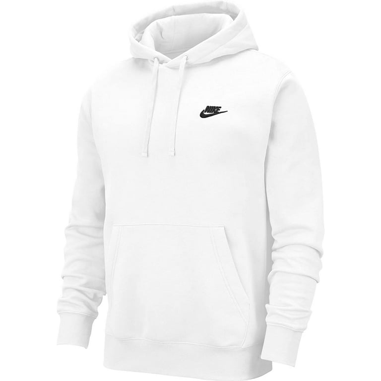Men's Nike White/Black Sportswear Club Fleece Pullover Hoodie