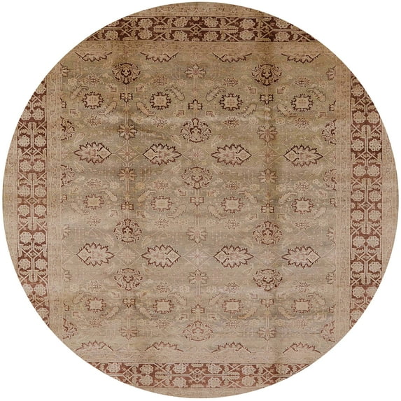 Ahgly Company Machine Washable Indoor Round Industrial Modern Light Brown Area Rugs, 6' Round
