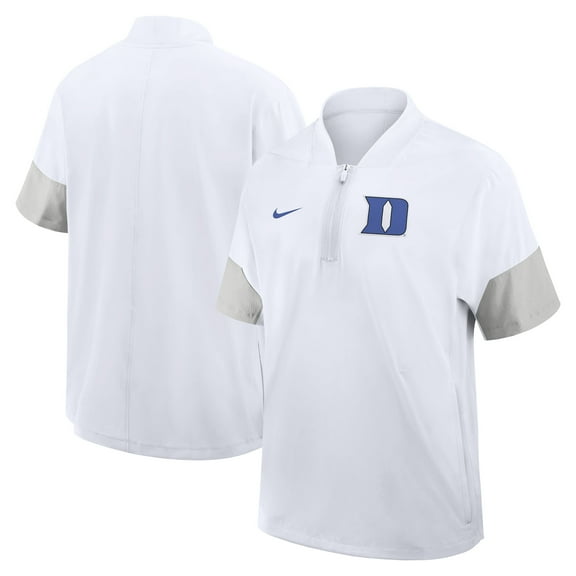 Men's Nike White Duke Blue Devils 2025 Sideline Short Sleeve Quarter-Zip Dri-FIT Coach Jacket