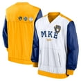 thumbnail image 1 of Men's Nike White/Gold Milwaukee Brewers Rewind Warmup V-Neck Pullover Jacket, 1 of 3