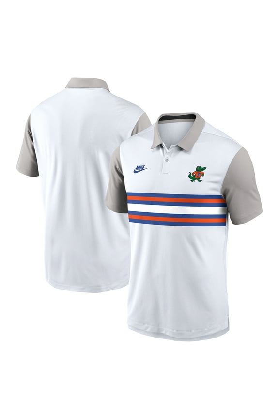 Men's Nike White/Gray Florida Gators Athletic Prep Legacy Logo Vapor Dri-FIT Polo