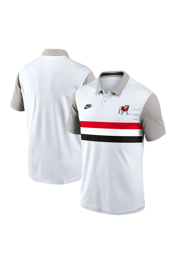 Men's Nike White/Gray Georgia Bulldogs Athletic Prep Legacy Logo Vapor Dri-FIT Polo