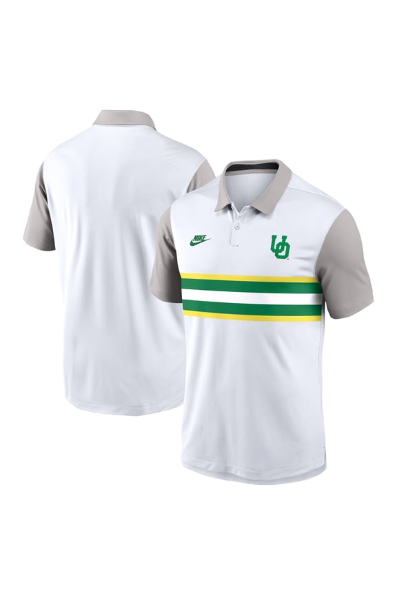 Men's Nike White/Gray Oregon Ducks Athletic Prep Legacy Logo Vapor Dri-FIT Polo