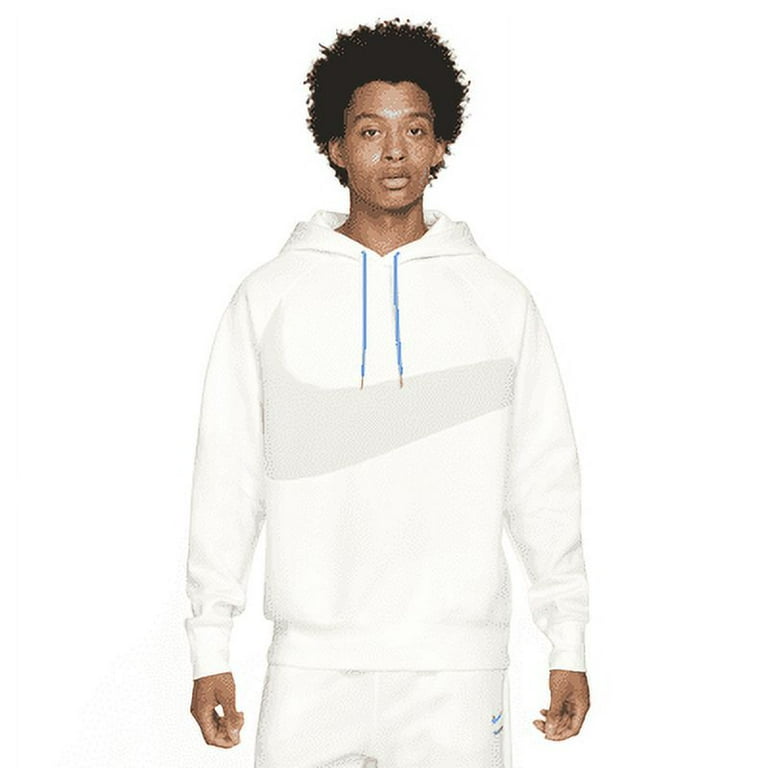 Men s Nike White Gray Sportswear Swoosh Tech Fleece Pullover Hoodie DD8222 133 2XL Walmart