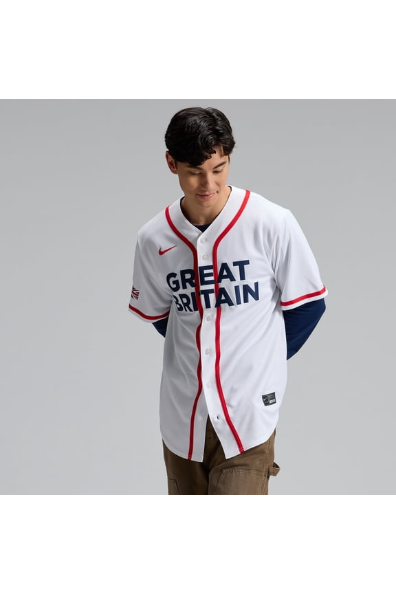 Men's Nike White Great Britain Baseball 2026 World Baseball Classic Home Stadium Jersey