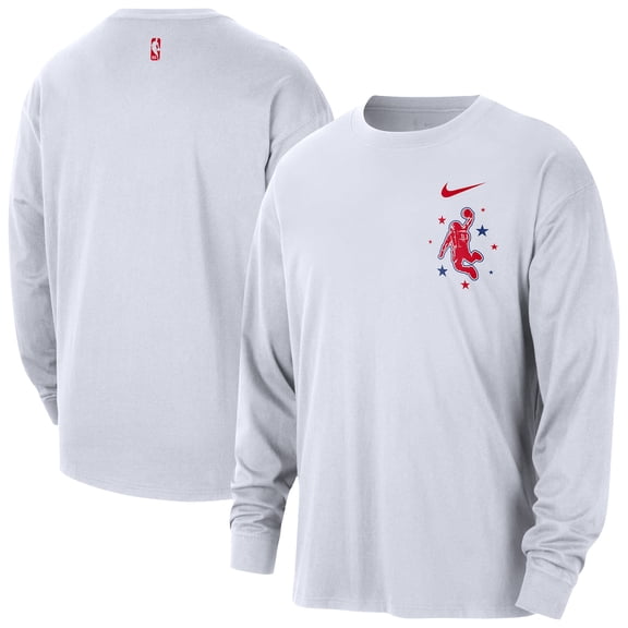 Men's Nike White Houston Rockets 2025/26 City Edition Remix Essential Logo Long Sleeve T-Shirt