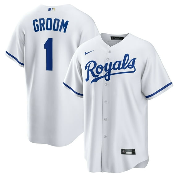 Men's-Nike White Kansas City Royals #1 Groom Home Replica Jersey