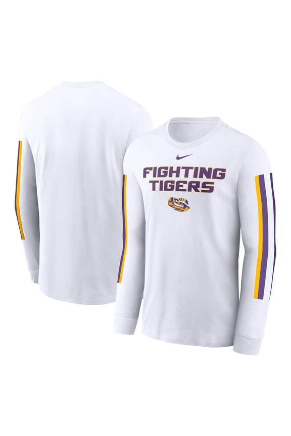 Men's Nike White LSU Tigers Local Spirit Slogan Long Sleeve T-Shirt