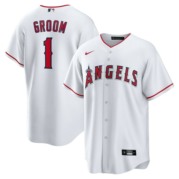 Men's-Nike  White Los Angeles Angels #1 Groom Home Replica Jersey