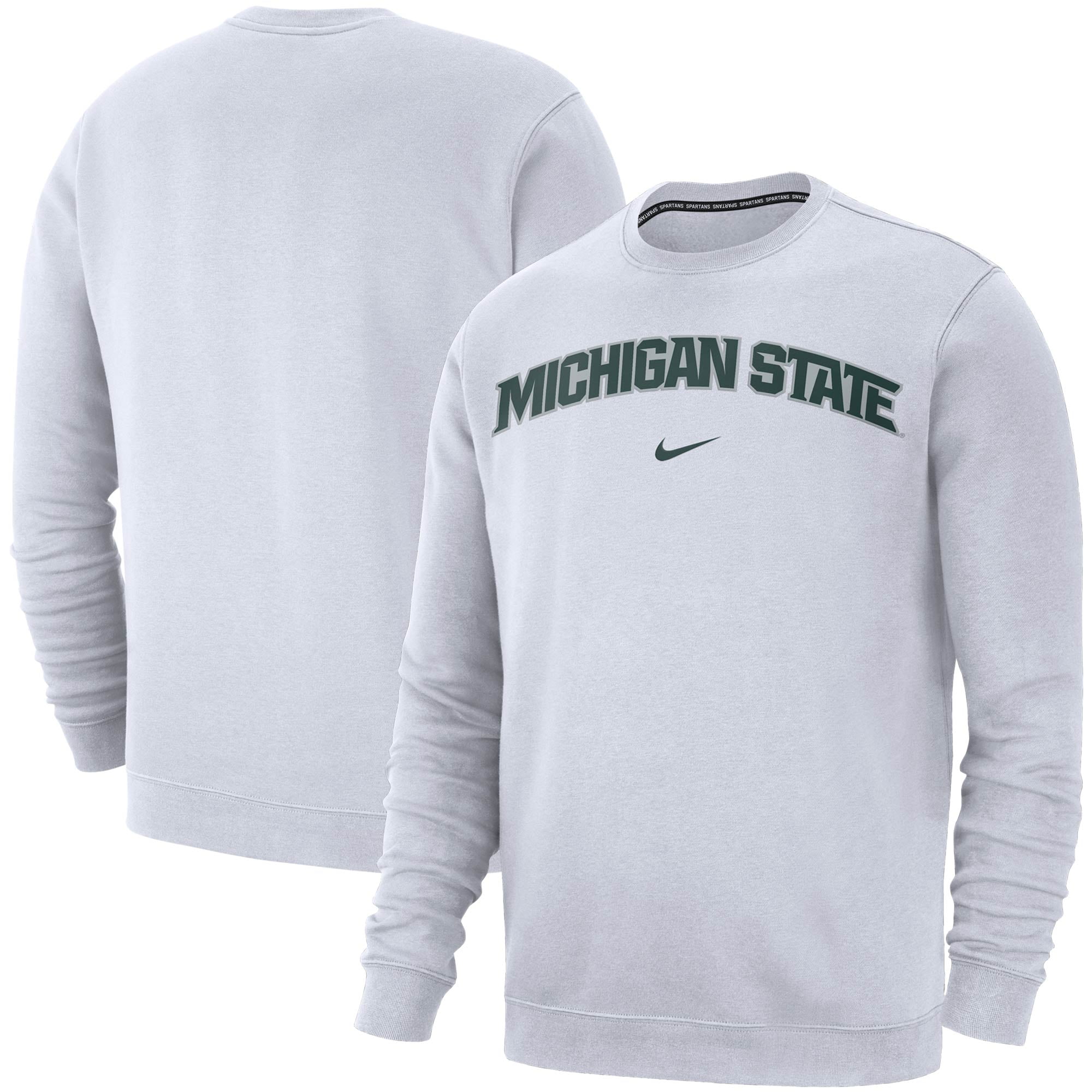 Men s Nike White Michigan State Spartans Club Fleece Sweatshirt Walmart